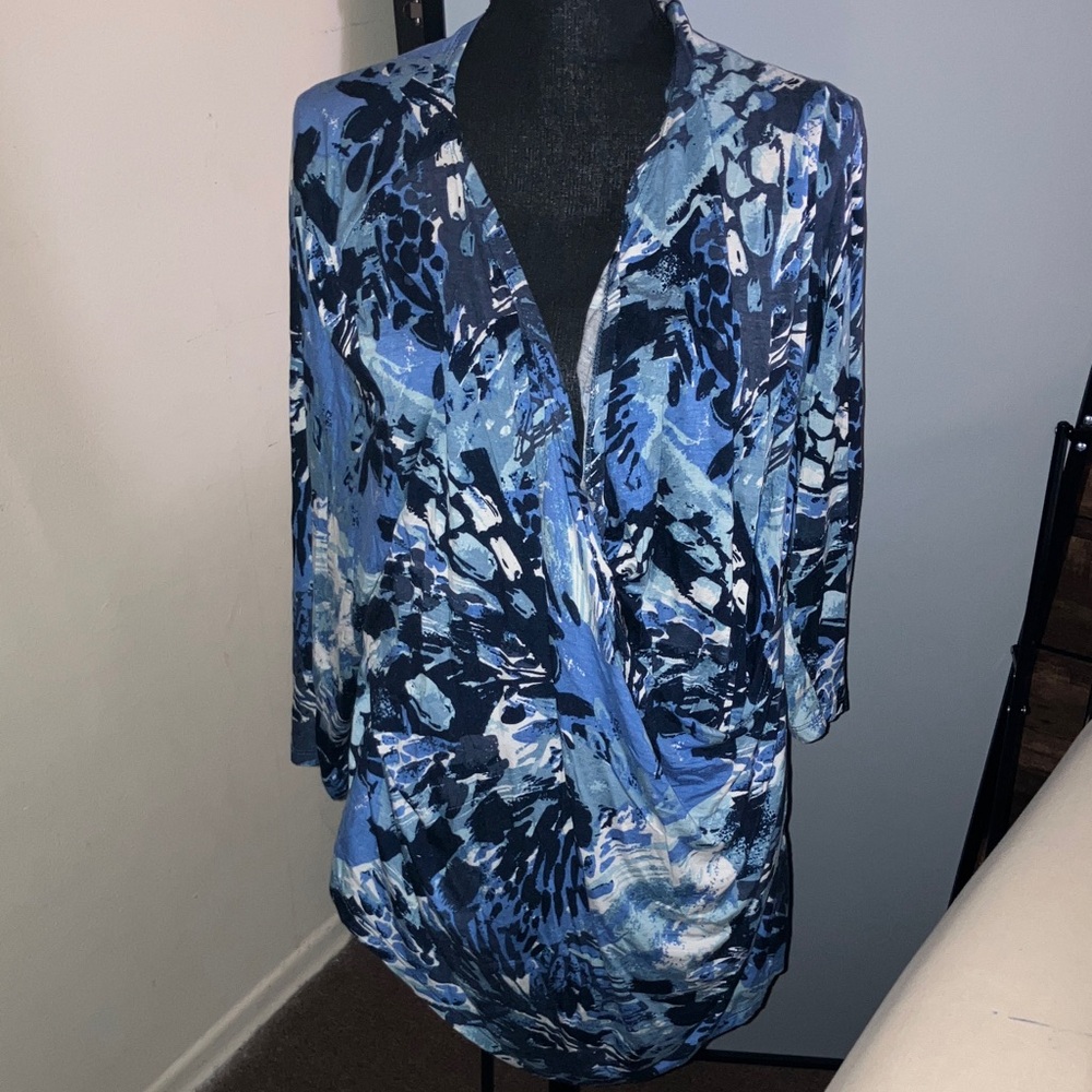 Coldwater Creek Blue Patterned Cardigan